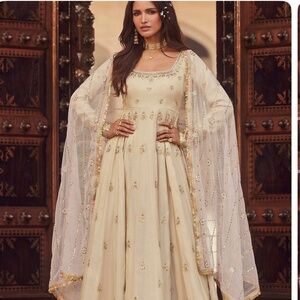 Light Dusty Beige Embroidered Anarkali